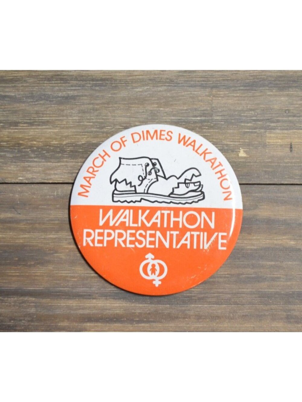 Vtg Representative Pin Button March of Dimes Walkathon Worn Shoe Mom Baby Health